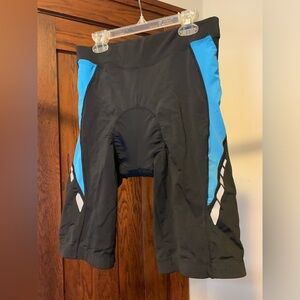 Souke Biking Shorts, black with turquoise accents, size L.